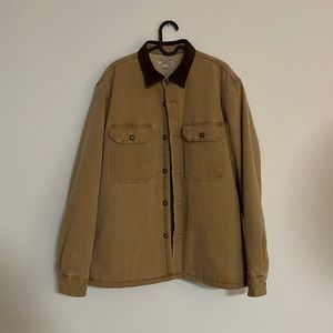 J.CREW Wallace & Barnes Sherpa Lined Duck Canvas Shirt Jacket - M, Tan/Brown